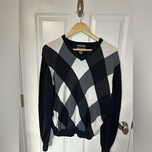Lyle & Scott Argyle V Neck Sweater Mens Size Medium Cotton Preppy Ivy Academia